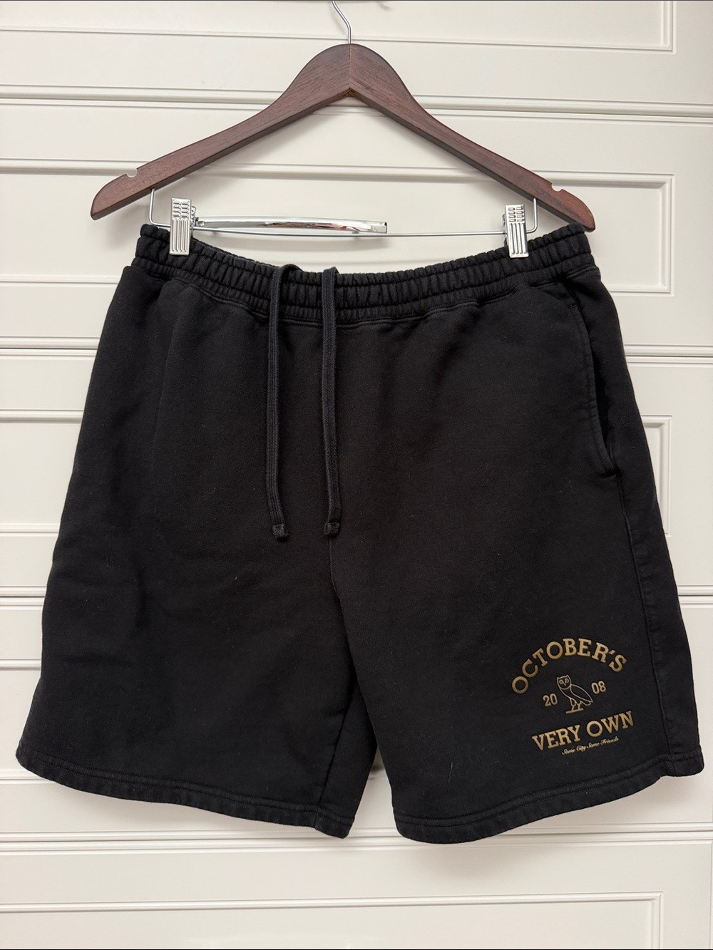 OVO Black Athletic Shorts with Gold Logo